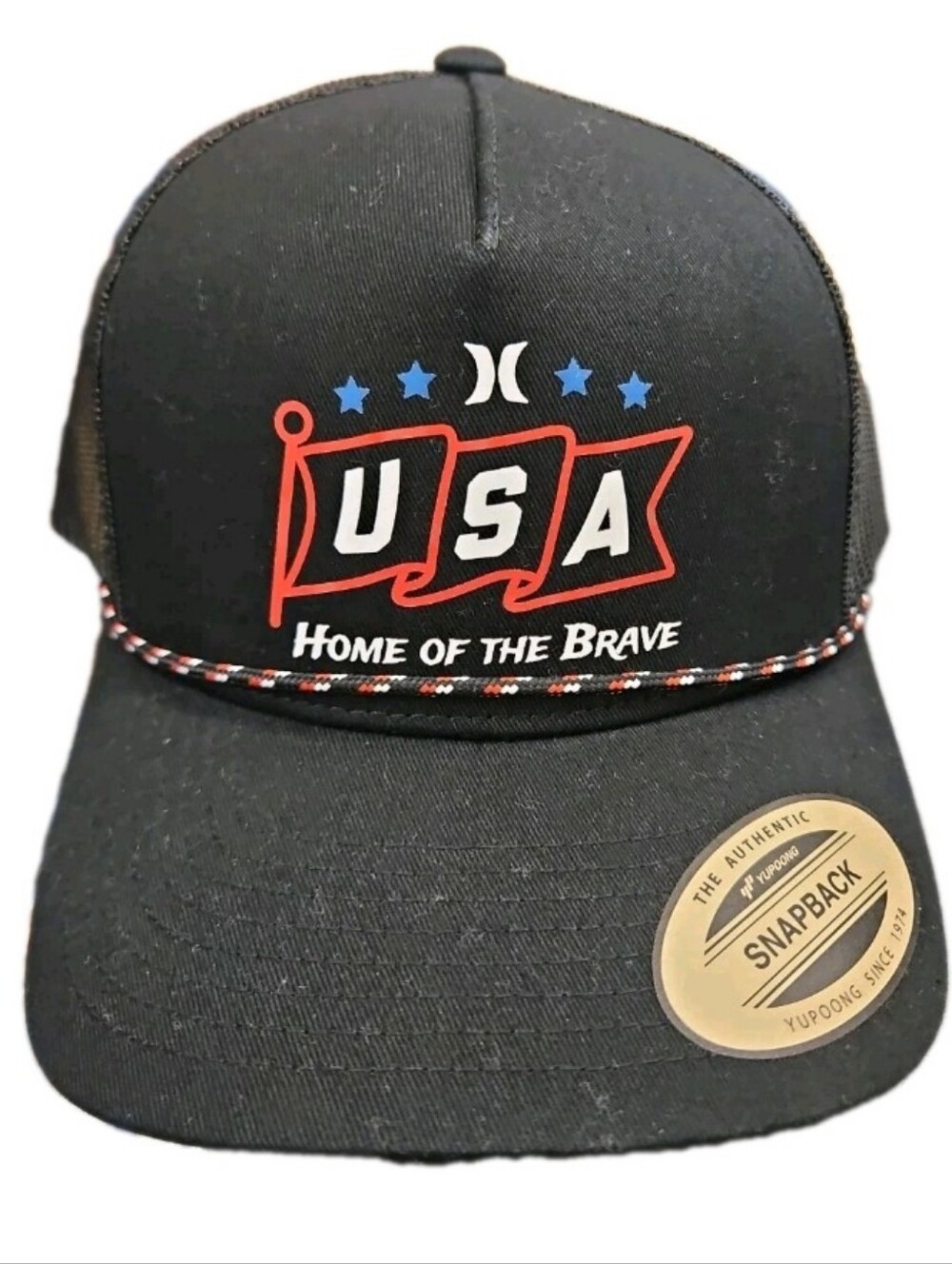 Hurley Black USA 'Home of the Brave' Snapback Hat